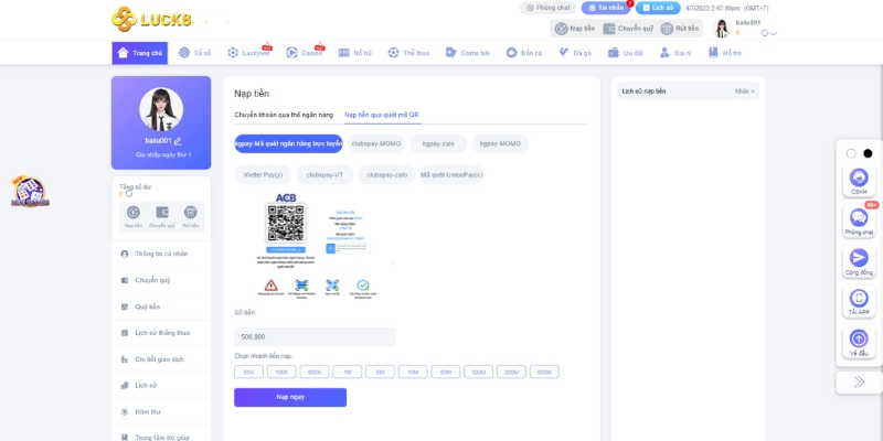 Số tiền gửi tối thiểu cho tài khoản Win777 mỗi lần là bao nhiêu? - Win777